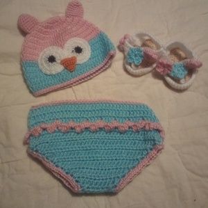 Knitted Baby Hat/Bottom/Sandals